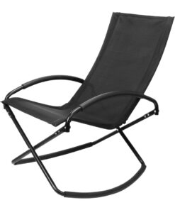 Silla mecedora negra con apoya-brazos
